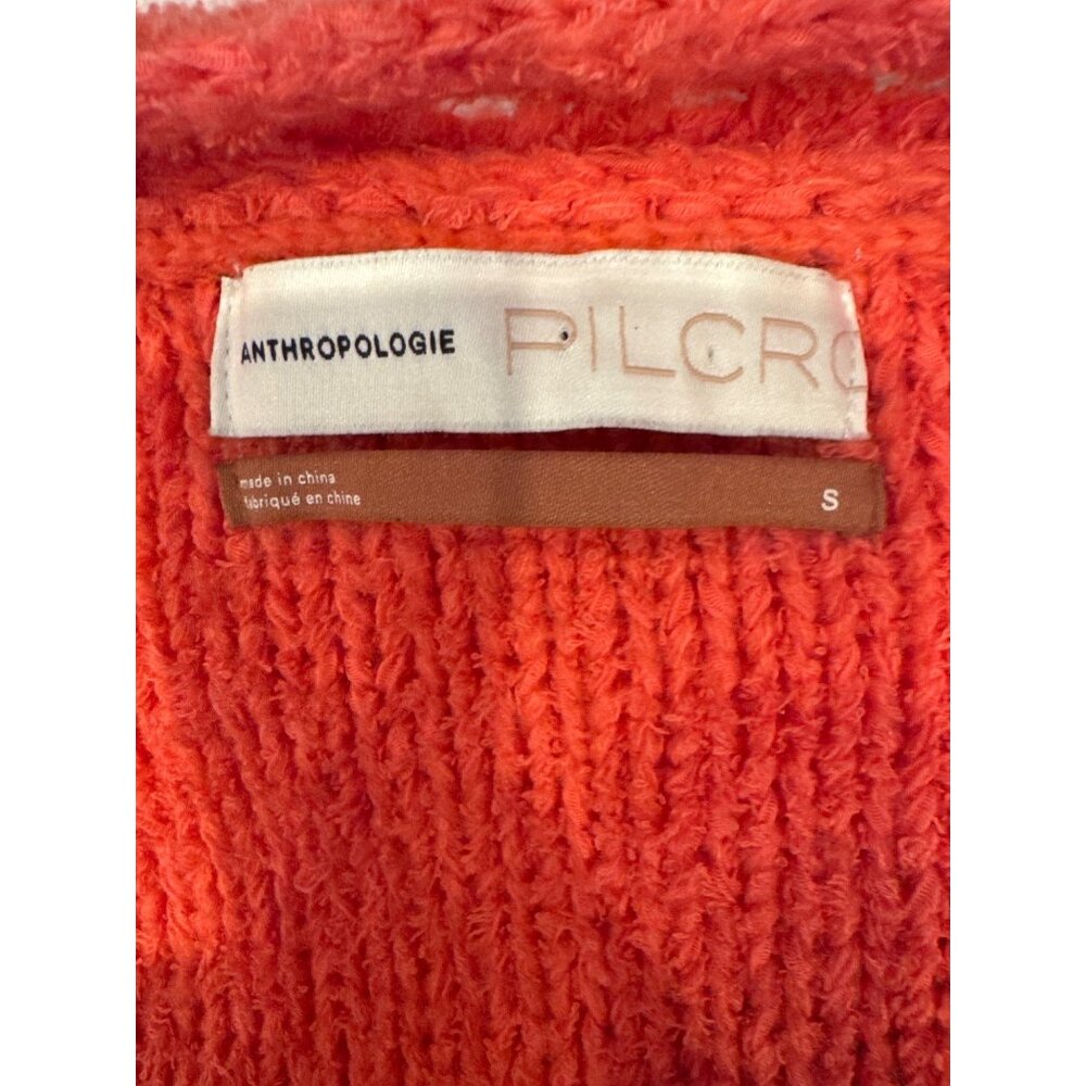 Anthropologie Pilcro Marla Coral Cropped V-Neck Knit Sweater Small Cottagecore - Picture 3 of 9